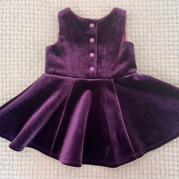 Purple Velvet Kids Dress - Picture 4 of 6